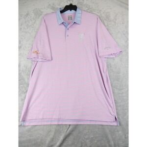 Callaway Opti-Dri Polo XXL Pink Blue Stripe Hard Rock Golf Preppy
